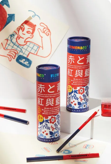 RED-AND-BLUE COLOURED PENCILS, an example from Colored Pencils